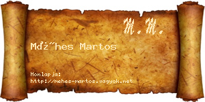 Méhes Martos névjegykártya
